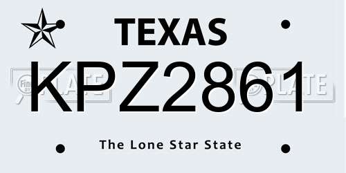 KPZ2861 Texas License Plate