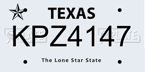 KPZ4147 Texas License Plate