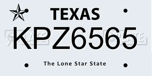 KPZ6565 Texas License Plate