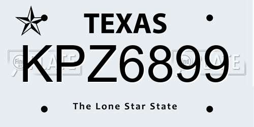KPZ6899 Texas License Plate