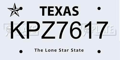 KPZ7617 Texas License Plate