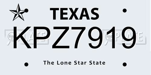 KPZ7919 Texas License Plate