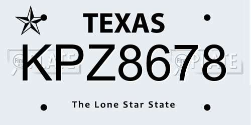 KPZ8678 Texas License Plate