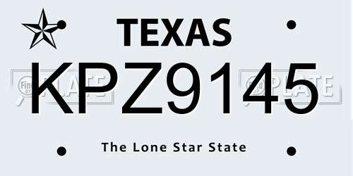 KPZ9145 Texas License Plate