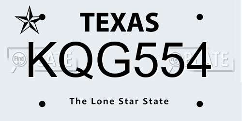 KQG554 Texas License Plate