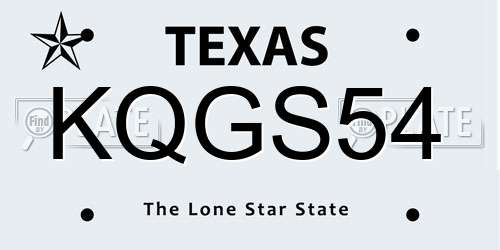KQGS54 Texas License Plate