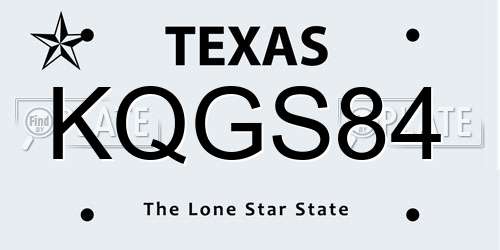 KQGS84 Texas License Plate