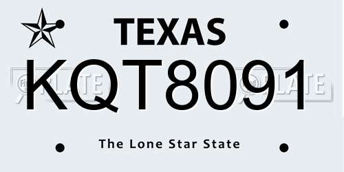 KQT8091 Texas License Plate