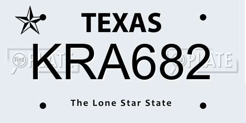 KRA682 Texas License Plate