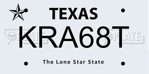 KRA68T Texas License Plate