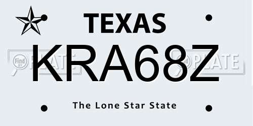 KRA68Z Texas License Plate