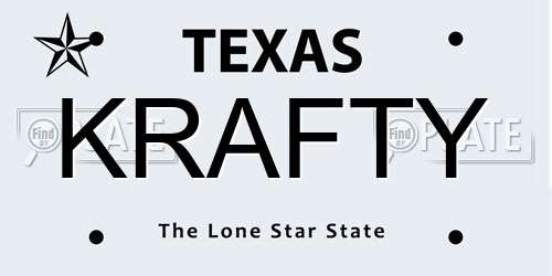 KRAFTY Texas License Plate