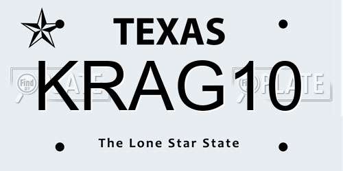 KRAG10 Texas License Plate