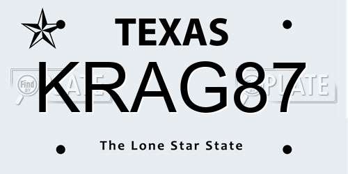 KRAG87 Texas License Plate