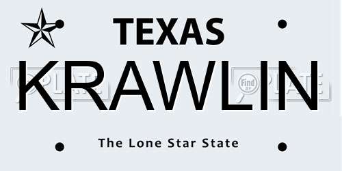 KRAWLIN Texas License Plate
