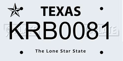 KRB0081 Texas License Plate