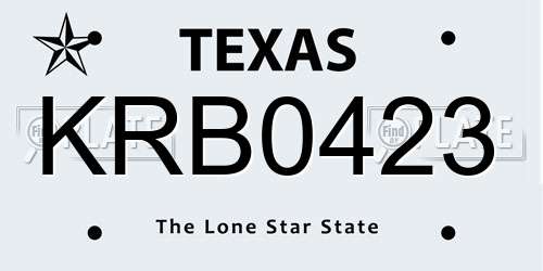 KRB0423 Texas License Plate