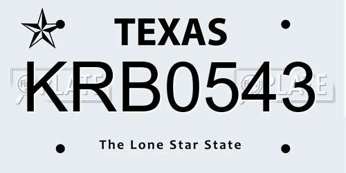 KRB0543 Texas License Plate