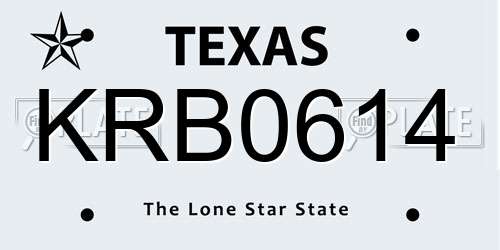 KRB0614 Texas License Plate