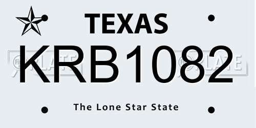 KRB1082 Texas License Plate