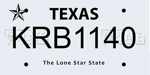 KRB1140 Texas License Plate