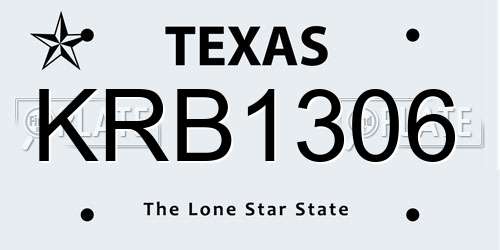KRB1306 Texas License Plate