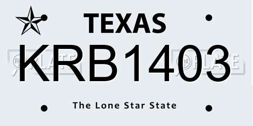 KRB1403 Texas License Plate
