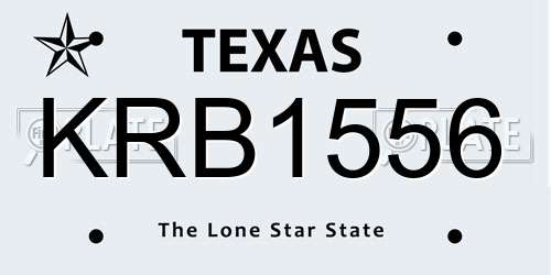 KRB1556 Texas License Plate