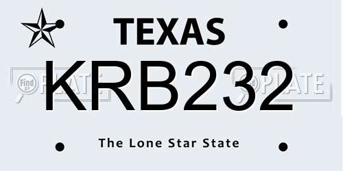 KRB232 Texas License Plate