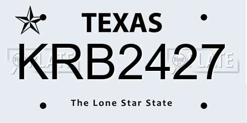 KRB2427 Texas License Plate