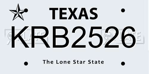 KRB2526 Texas License Plate