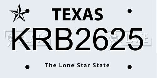 KRB2625 Texas License Plate