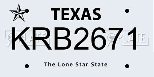 KRB2671 Texas License Plate