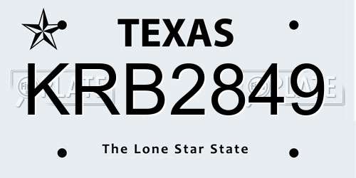 KRB2849 Texas License Plate
