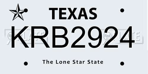 KRB2924 Texas License Plate