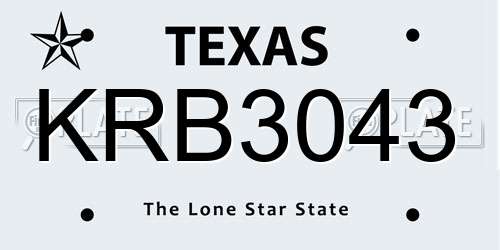 KRB3043 Texas License Plate