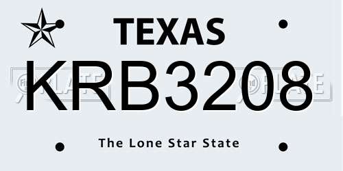 KRB3208 Texas License Plate