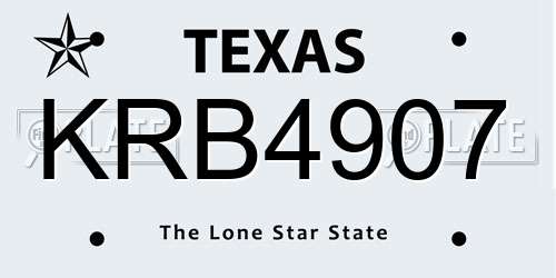 KRB4907 Texas License Plate