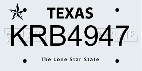 KRB4947 Texas License Plate