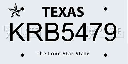 KRB5479 Texas License Plate