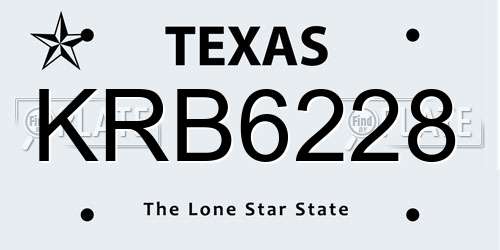 KRB6228 Texas License Plate