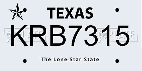 KRB7315 Texas License Plate