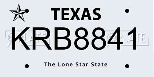 KRB8841 Texas License Plate