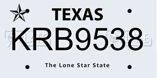 KRB9538 Texas License Plate