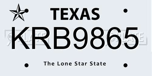 KRB9865 Texas License Plate