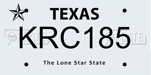KRC185 Texas License Plate