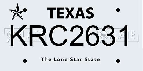 KRC2631 Texas License Plate