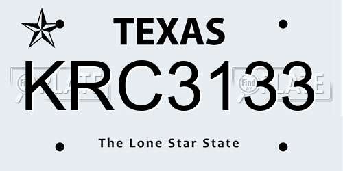 KRC3133 Texas License Plate