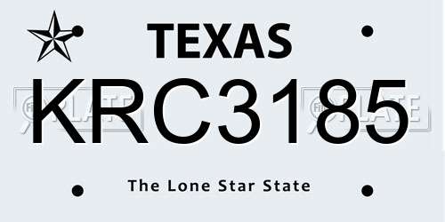 KRC3185 Texas License Plate