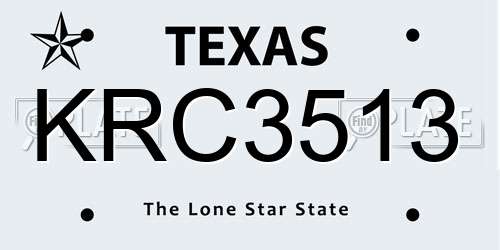 KRC3513 Texas License Plate